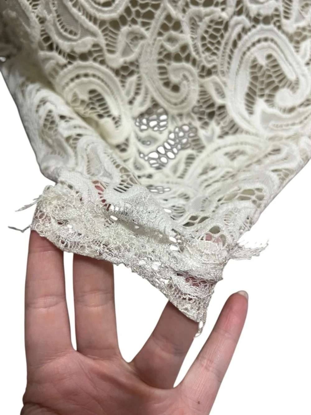Love fast love hard boho lace white and nude dress size L Bridal Wedding - Picture 7 of 12
